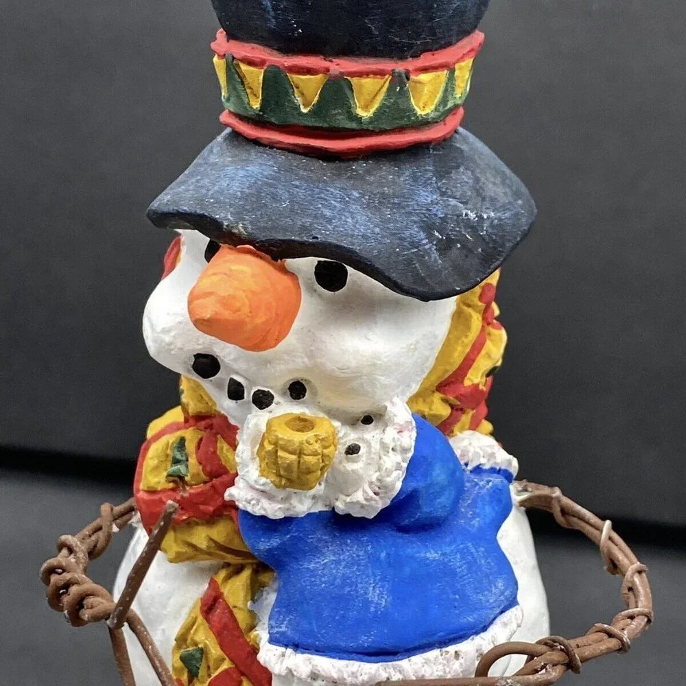 Vintage Y2K Dept 56‎ Christmas Country Snowman Taper Candle Holder Figurine 11